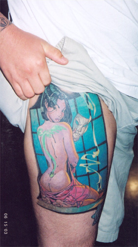 Dave Moody has kindly reported that his Kabuki tattoo was photographed by 